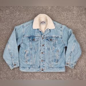Vtg Levis Jacket Large Denim Sherpa Lined Orange Tab 80s 90s Trucker Biker Jean